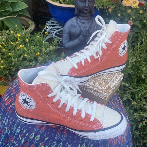 New Rusty Orange Two Tone Converse CTAS Hi Top Sneakers - Picture 6 of 16